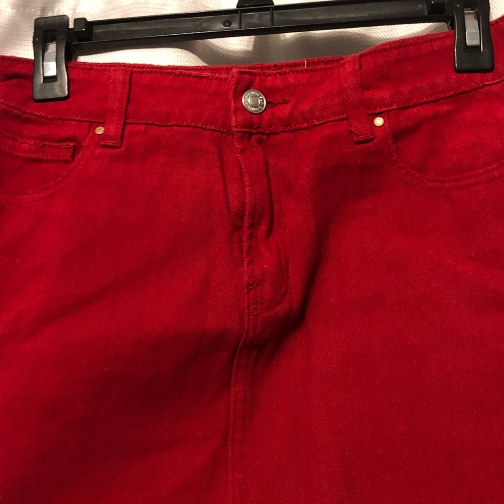 Red mini skirt